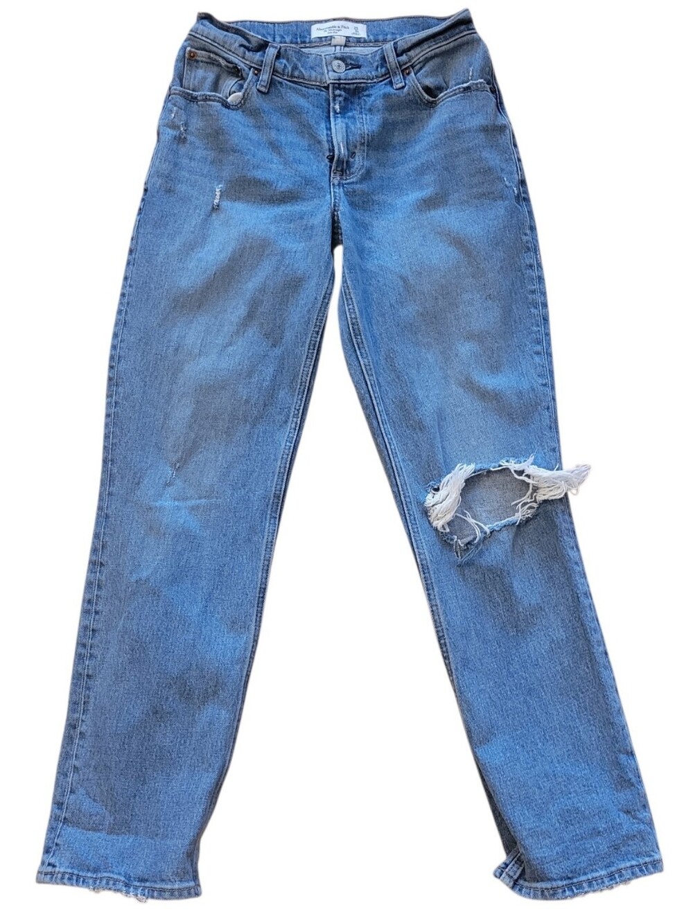 Abercrombie & Fitch 90's Straight Low Rise Distressed Denim Jeans Size 0/25